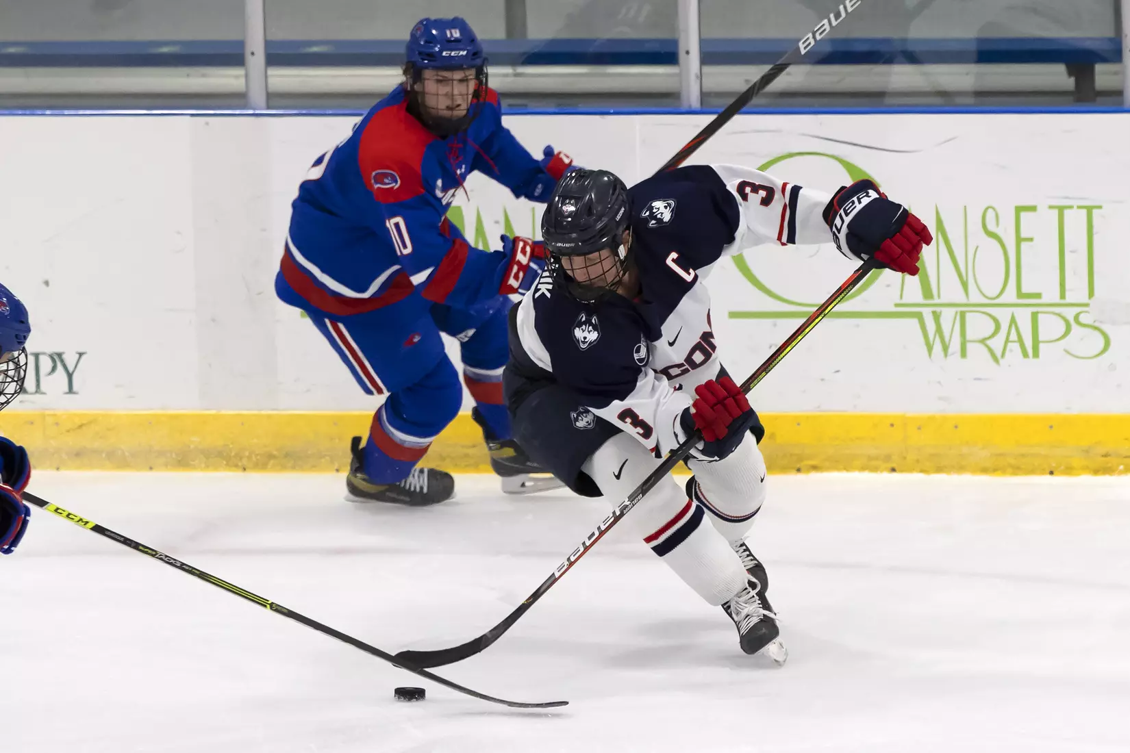 Adam Karashik skates against UMass Lowell on December 21, 2020.