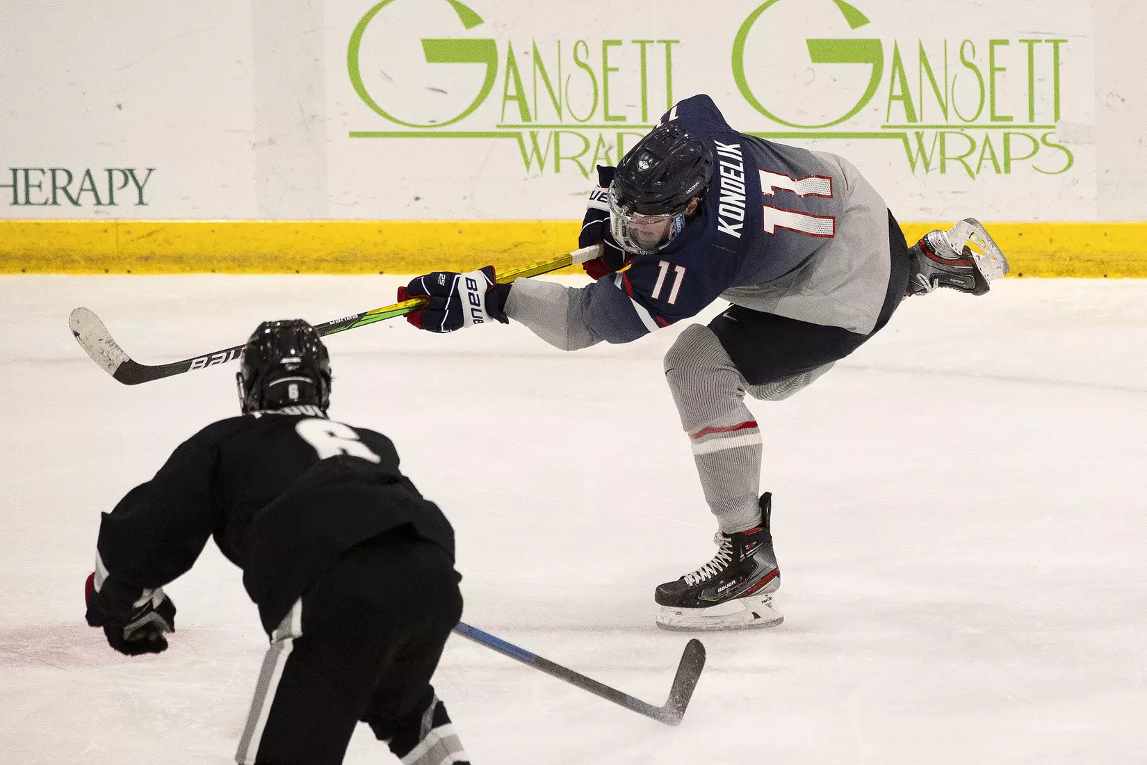 Jachym Kondelik rips a shot against Providence on December 28, 2020.