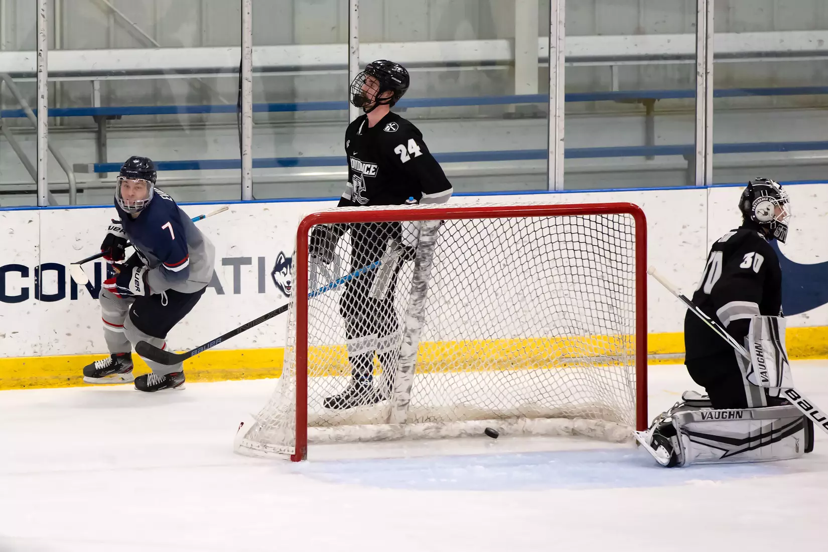 Jonny Evans scores vs Providence on December 28, 2020.