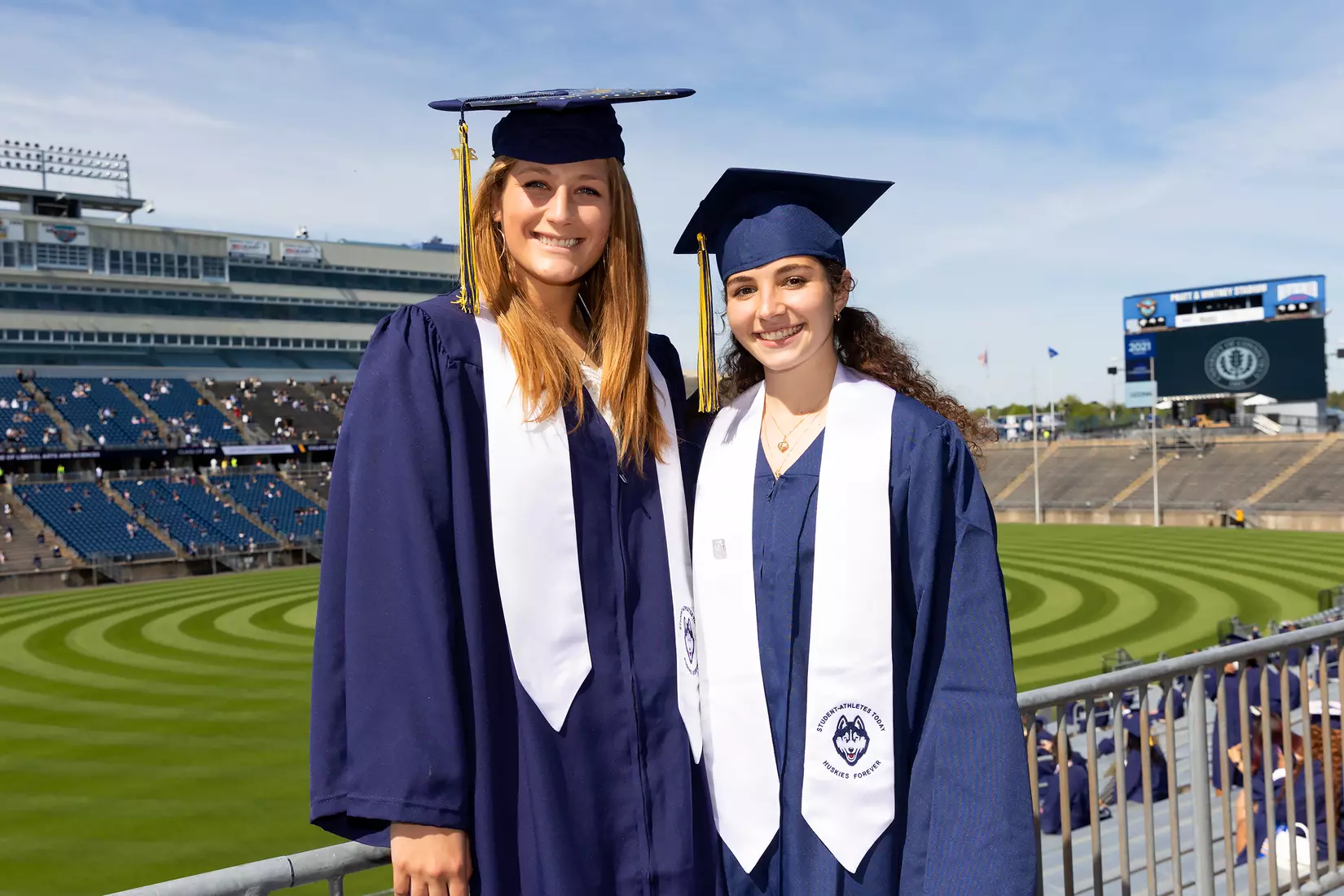 Randi Palacios and Vissi Rizos (Soccer) UConn Commencement Ceremony at Rentschler Field May 9, 2021