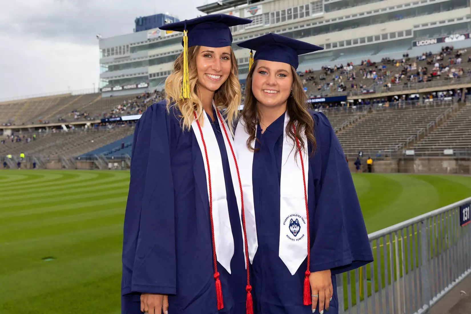 Jessica Dembrowski and Cheyenne Sprecher (Field Hockey) UConn Commencement Ceremony at Rentschler Field May 9, 2021