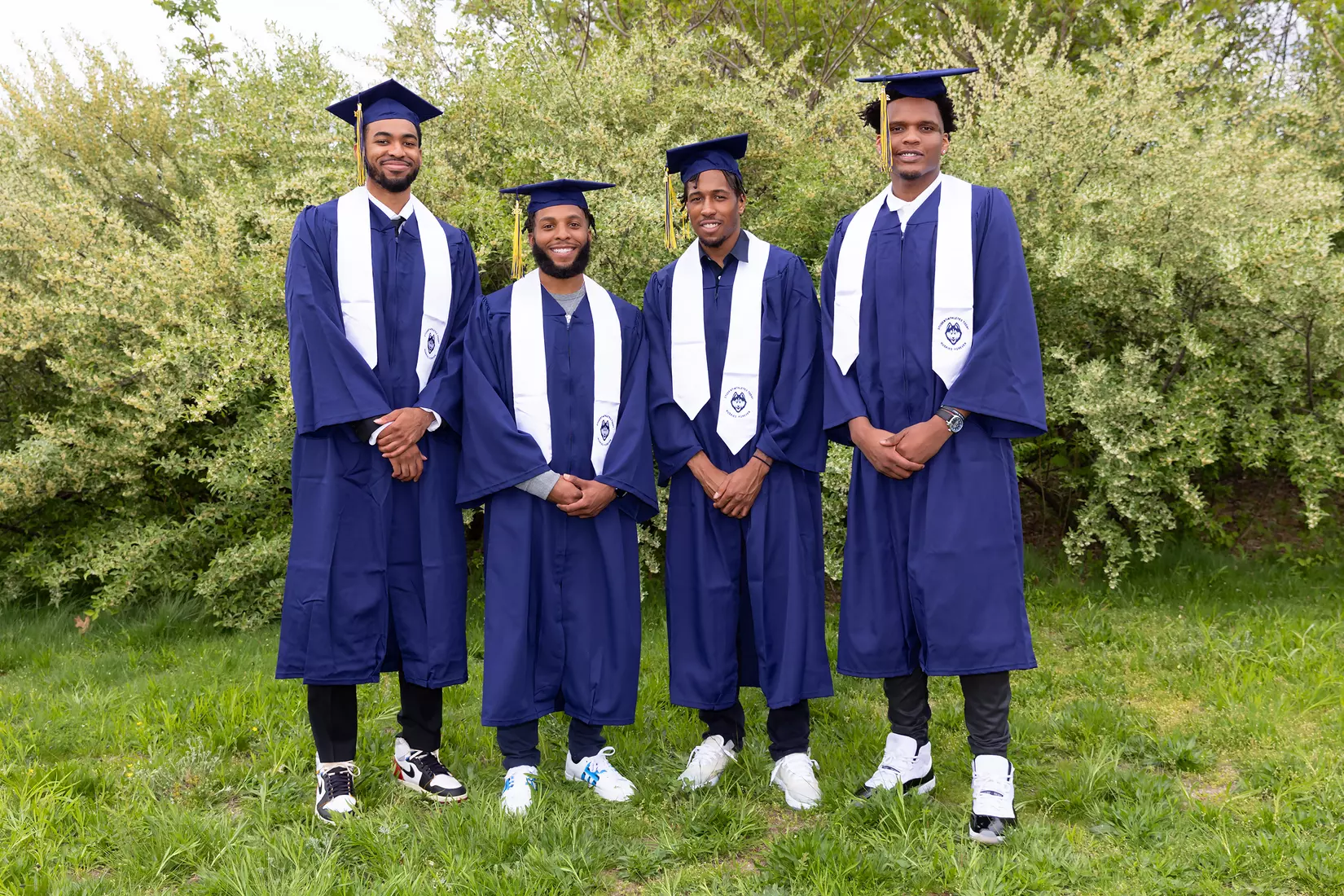 Tyler Polley, R.J. Cole, Brendan Adams, Josh Carlton (Basketball) UConn Commencement Ceremony at Rentschler Field May 9, 2021