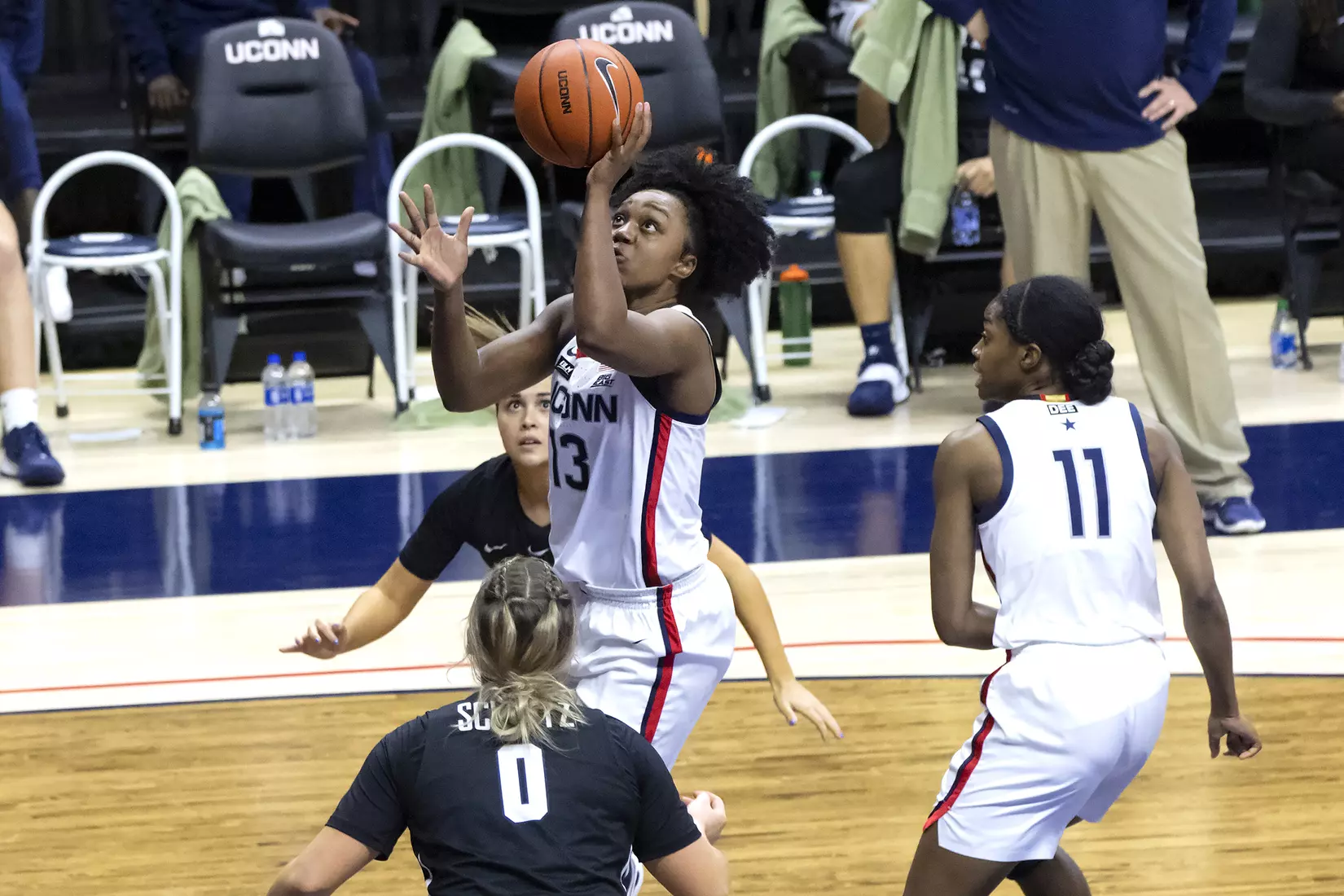 Christyn Williams releases a floater against Butler on January 19, 2021.