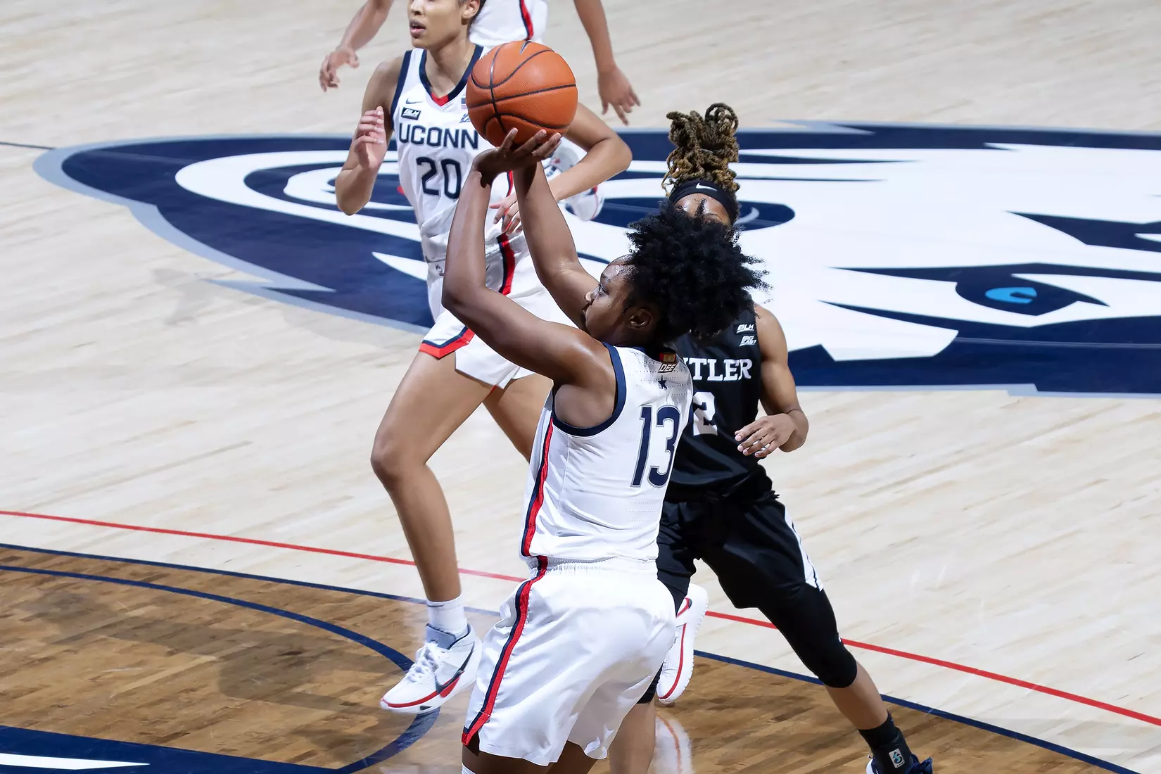 Christyn Williams takes a shot against Butler on January 19, 2021.
