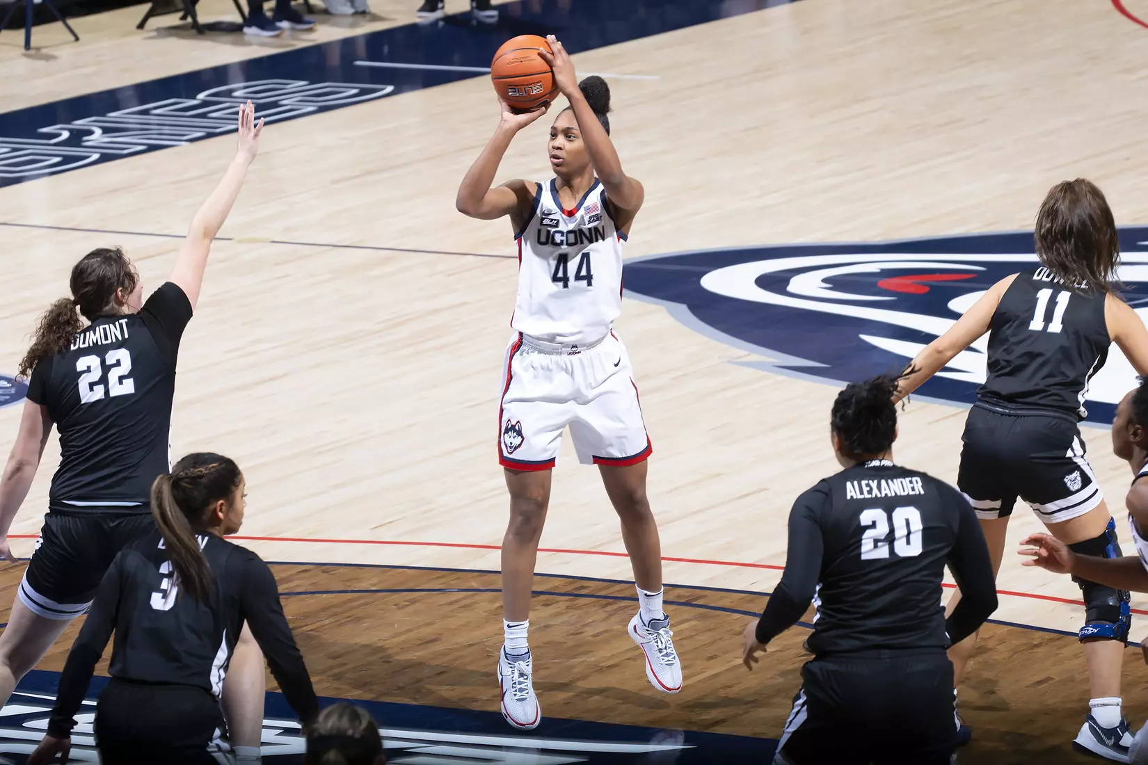 Aubrey Griffin takes a shot against Butler on January 19, 2021.