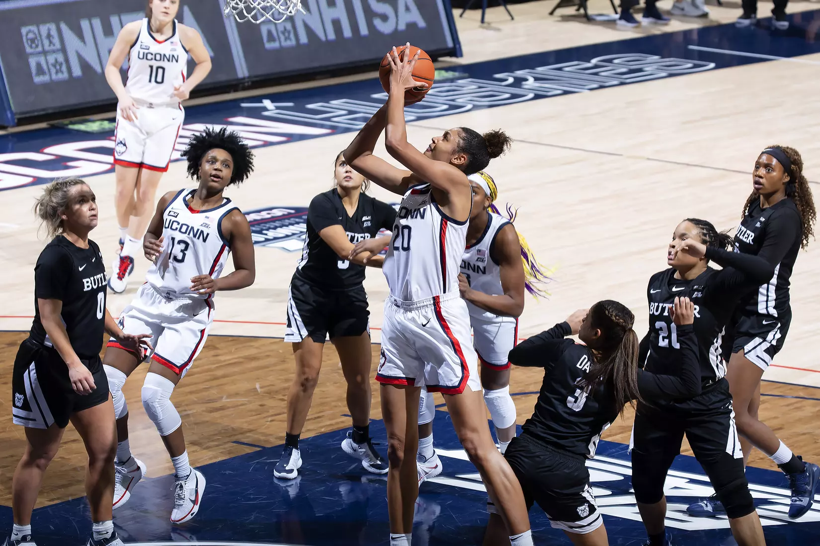 Olivia Nelson-Ododa takes a shot against Butler on January 19, 2021.