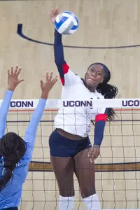 Immanuella Anagu posted 19 kills and hit .552 in UConn's sweep over Temple on Sept. 24.