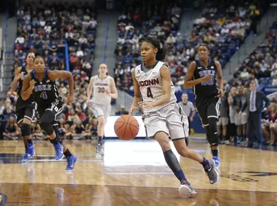 Moriah Jefferson drives the ball against the Duke Blue Devils.