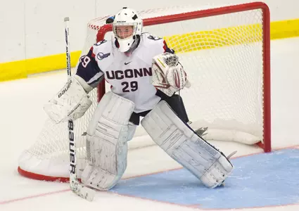 Elaine Chuli made 45 saves in UConn's 2-0 victory over No. 7 Boston College Saturday.