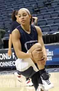 Bria Hartley stretches during Saturday's practice
