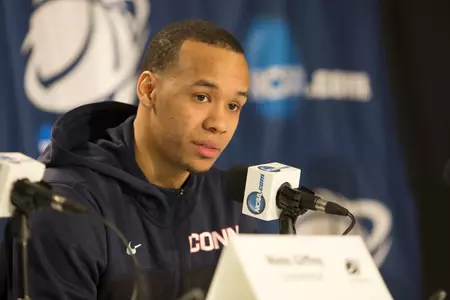 Shabazz Napier spoke with reporters today at Madison Square Garden.