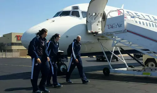 The Huskies arrived in Nebraska today.