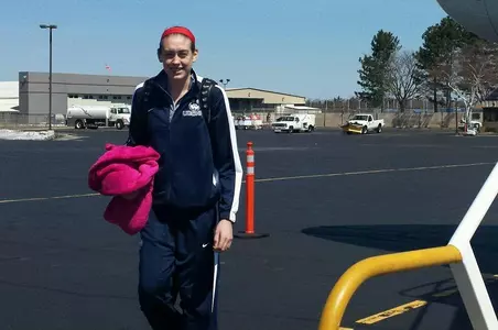 Breanna Stewart boards the plane to Nashville