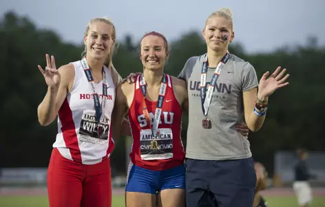 Saija Bikanova took home the bronze in the women's heptathlon