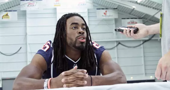 Geremy Davis at UConn football media day.