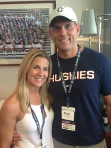 Former UConn Baseball standout Matt O'Connell '96 enjoying the football game vs. Stony Brook