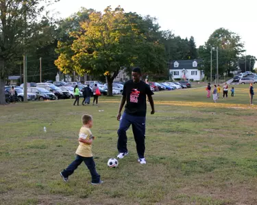 Kentan Facey of the men's basketball team was among the Huskies at the event