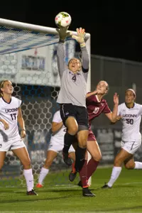 Allison Saucier made four saves for the Huskies
