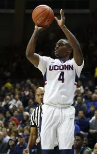 Sterling Gibbs shoots against the Maine Black Bears.