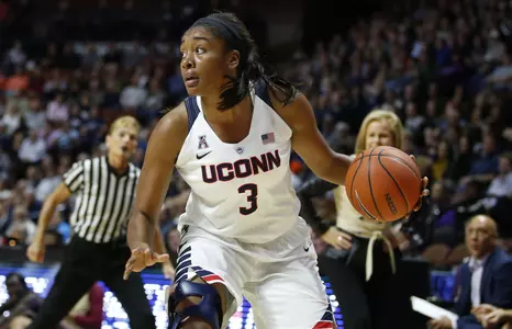 Morgan Tuck and the Huskies will play LSU on Monday night in Hartford.