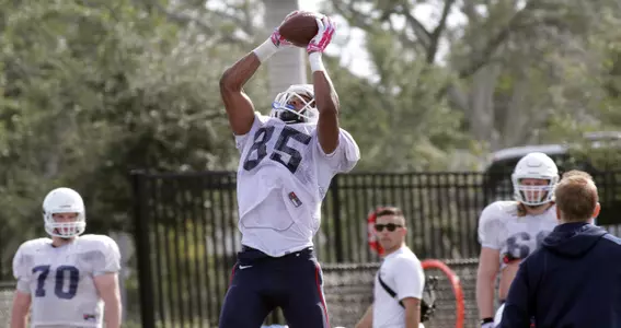 Aaron McClean makes a grab at practice.