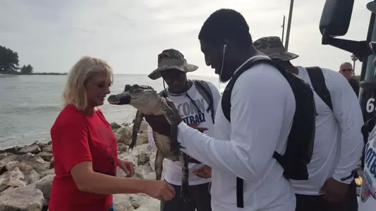 The Huskies made a new friend on Thursday.