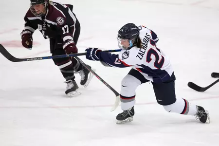 Freshman Jordy Zacharias tallied two goals against BU Sunday, which brought her total to three points on the series.