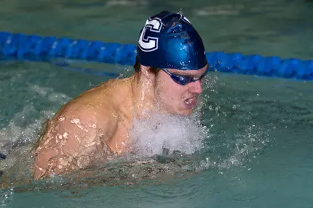 Lachezar Shumkov broke the UConn school record in the 100-yard breaststroke on Friday.