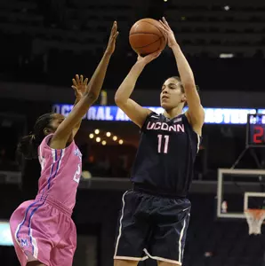 Kia Nurse shoots over Memphis Lady Tigers forward Brianna Wright.