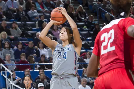 Sophomore Napheesa Collier led the Huskies against No. 12 Ohio State with 27 points.