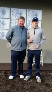 UConn Coach Dave Pezzino, left, with senior Zach Zaback, last year's runner-up in the Til Duty Is Done tournament.