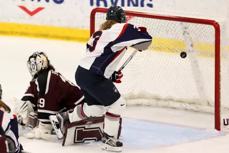 Theresa Knutson scoring her first goal of the season on Saturday (PC: Steve Slade).