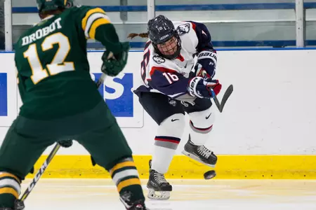 Taylor Wabick takes a shot vs. Vermont (PC: Steve Slade).