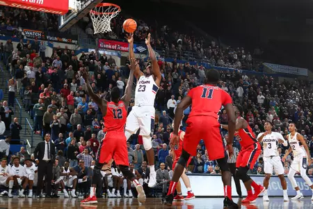 Eric Cobb goes up for a shot against Stony Brook. (PC: Steve Slade)