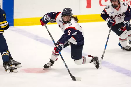 Lindblad in the Nutmeg Classic final vs. Quinnipiac (PC: Steve Slade).