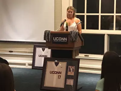 Valerie Sadowl gives her senior speech.