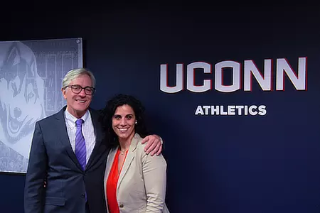 Dr. Deena Casiero, UConn's Director of Sports Medicine, with Dr. Brian Hainline.