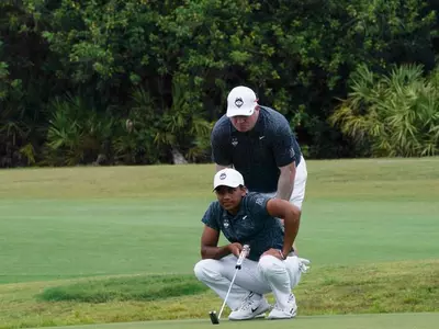 Nabeel Khan and UConn Coach Dave Pezzino.