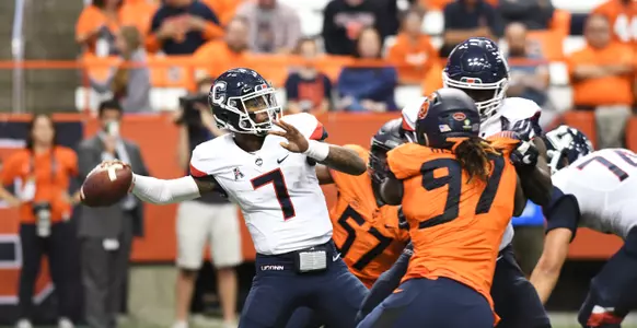 September 22, 2018: University of Connecticut at Syracuse University with NCAA football at the Carrier Dome in Syracuse, NY. Photo by Alan Schwartz.