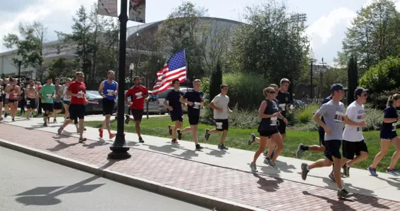 Kyle Milliken memorial run. UConn honors Graduate Kyle Milliken with a campus 5 mile run. (Photo by Bob Stowell