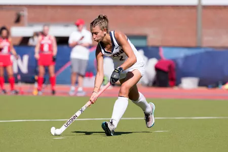 Jessica Dembrowski controls the ball vs. BU.