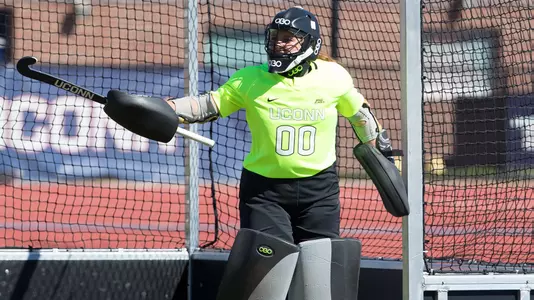 Cheyenne Sprecher stands in the goal.