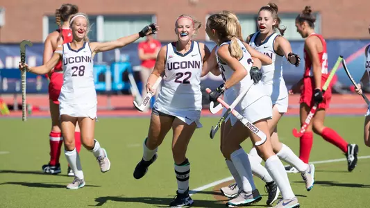 The team celebrates after a goal.