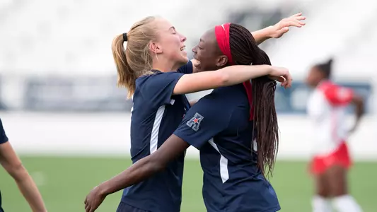 Yamilee Eveillard and Pato Jerzak celebrate a goal vs. Houston