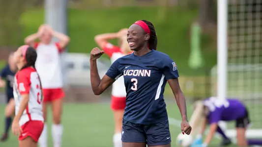 Yamilee Eveillard celebrates a goal in a game against Houston