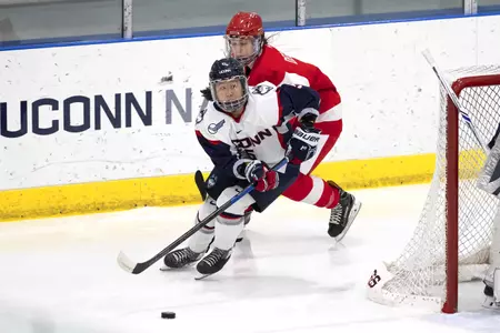 Camryn Wong comes from behind the net vs. BU