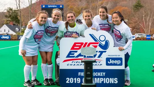 Huskies celebrating after Big East Championship win