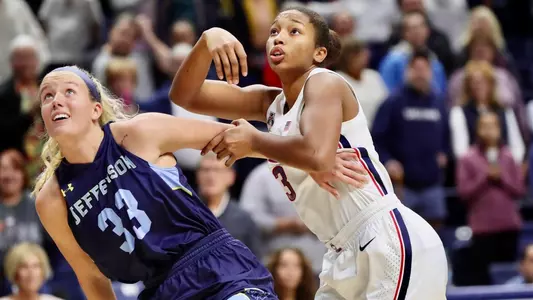 Megan Walker looks for the ball.