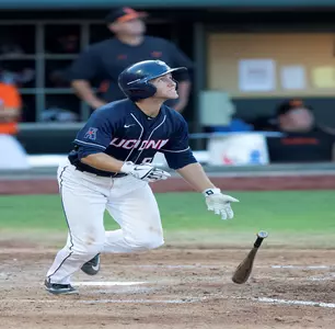 Michael Woodworth watches a hit in a game against OSU