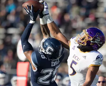 Tyler Coyle breaks up a pass against ECU.